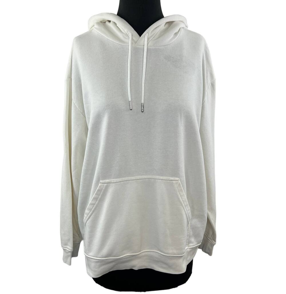 H&M Beige Oversized Fleece Crewneck Hoodie Pullover Sweater Sweatshirt Top L